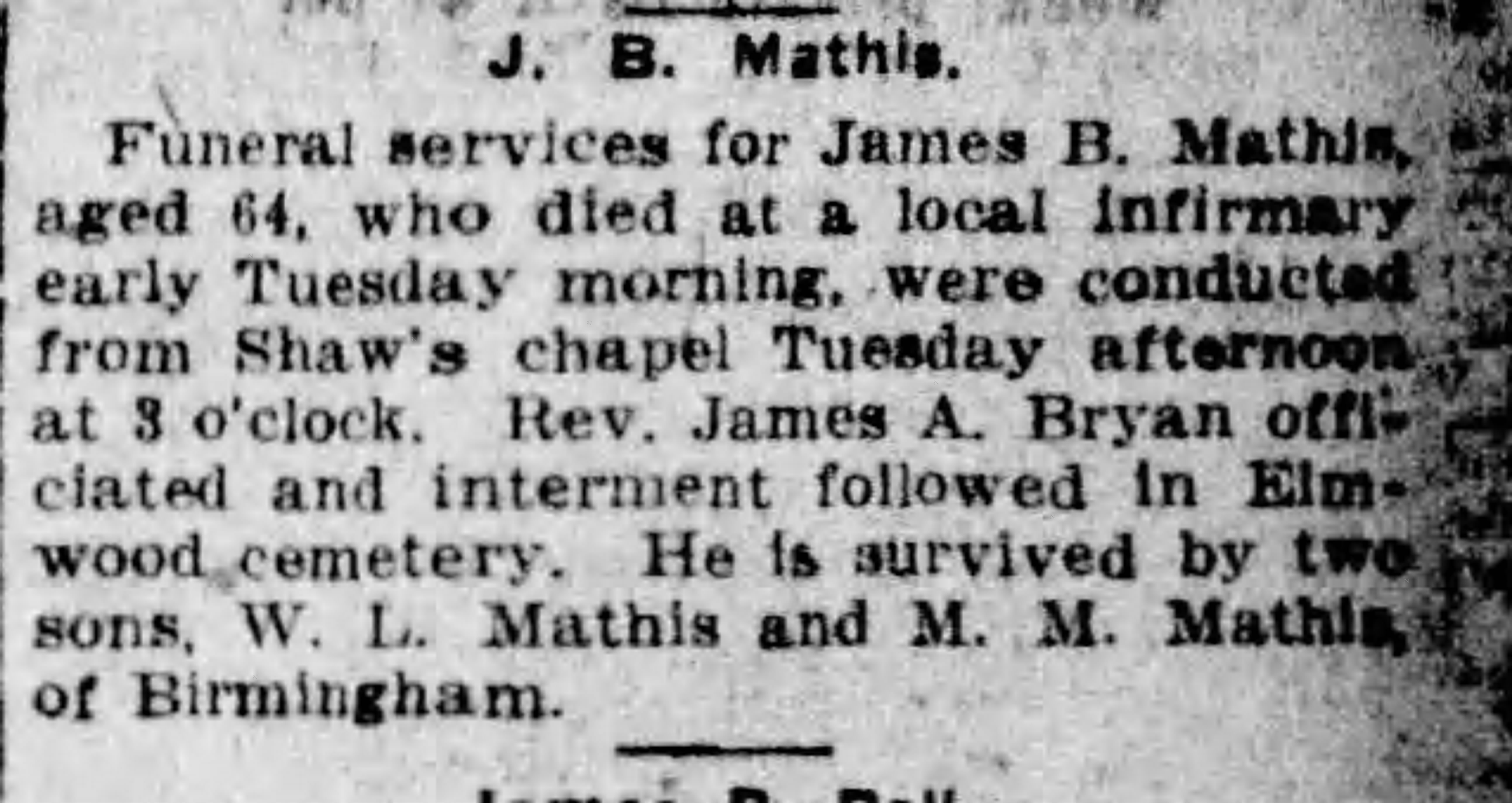 J.B. Mathis obituary